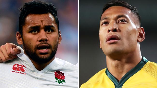 Australian-born England rugby international Billy Vunipola (left) has been warned for supporting Israel Folau.