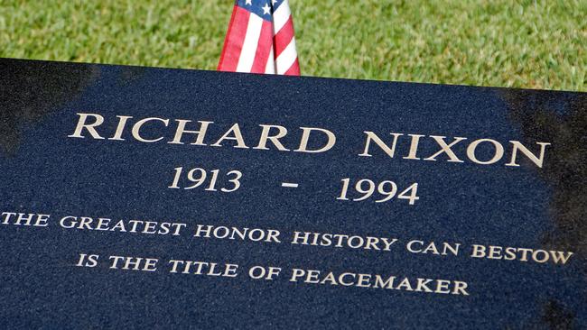 The headstone on Richard Nixon’s grave, California. Picture: Greg Bulla