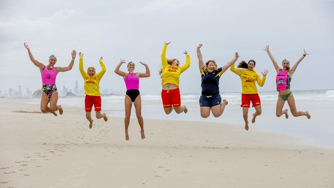 Surf Life Saving Australia’s new mentoring program will celebrate women. (l-r) Brooke Hanson, Carole Walle, Jade Mickle, Carly Burg, Courtney Taylor (a mentoree), Emily Pade and Keely Smith. Picture: Jerad Williams