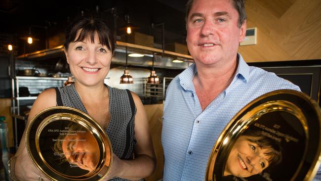 Precinct hosts Pina Sommerville and Darren Lynch of Wharf One and, which was awarded three times over for their culinary efforts. Picture: GLENN CAMPBELL