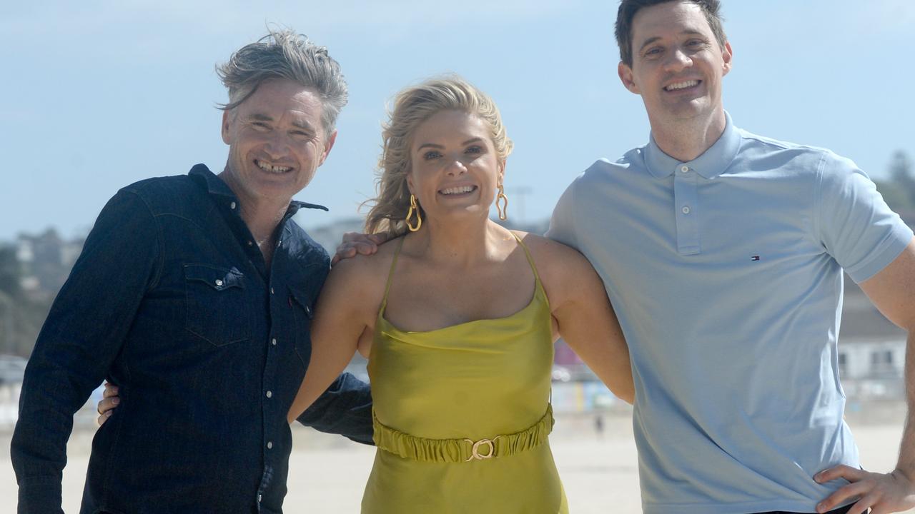 Dave Hughes (l), Erin Molan (C) and Ed Kavalee (r) host the 2 DAY fm breakfast show. Picture: NCA NewsWire / Jeremy Piper