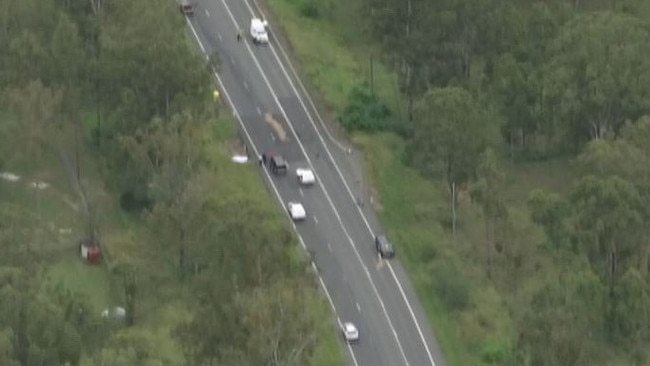 Police are appealing for witnesses to the fatal crash at Woodhill on the Mount Lindesay Highway. Picture: 7 News