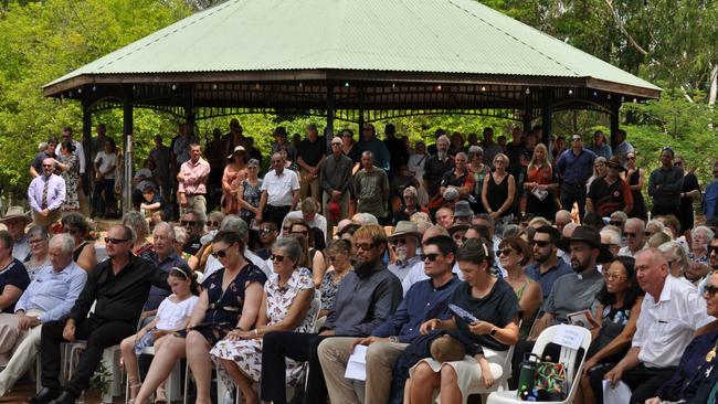 The State Funeral service was held in the grounds of the Katherine Museum before the burial service at the cemetery adjacent to Katherine River. Picture: GREG THOMSON