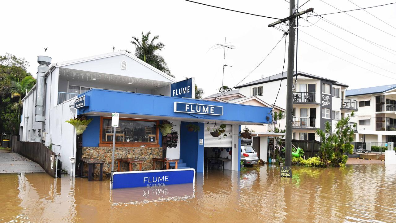 Bradman Ave remains closed as residents prepare for more rain and heavy flooding to hit the Sunshine Coast. Picture: Patrick Woods.