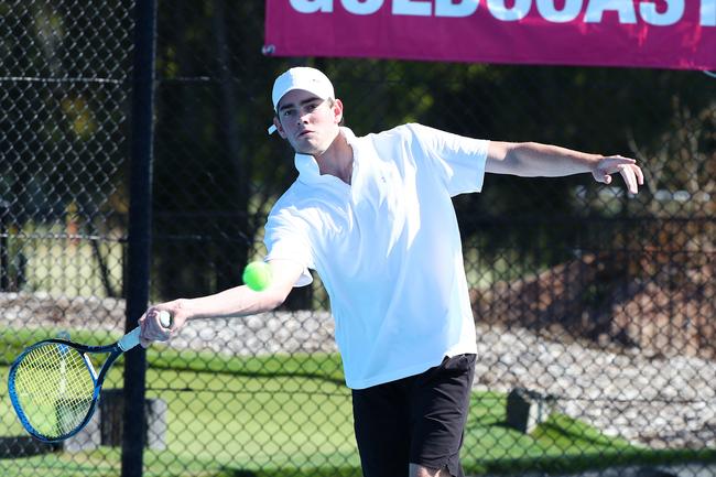 Action from the International Tennis Federation junior tournament at KDV on the Gold Coast. Picture: Tertius Pickard