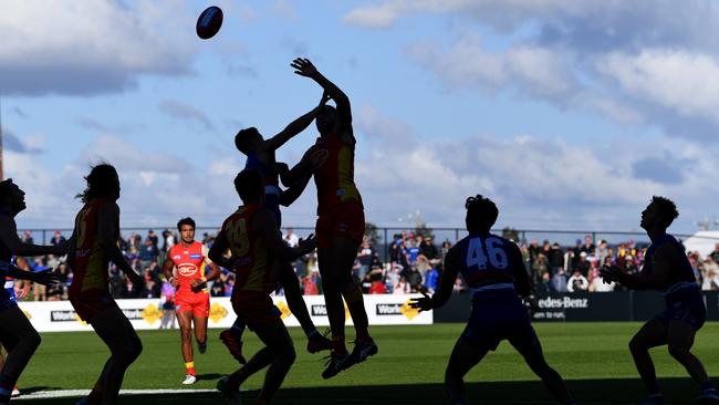 A section of the disappointing crowd in Ballarat for the Western Bulldogs-Gold Coast match last Saturday.