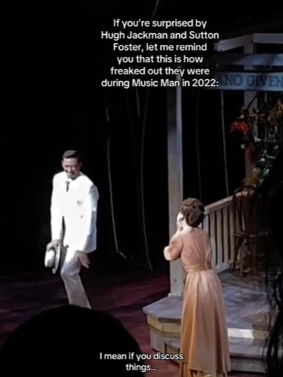 In the 2022 musical, Jackman could be seen shimmying towards Foster, who tried to contain her giggles.
