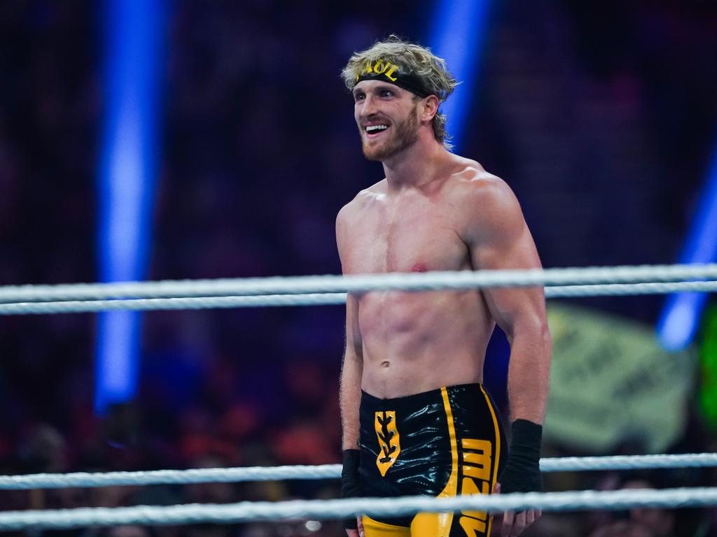 Logan Paul wrestles during the WWE Royal Rumble on January 28, 2023. (Photo by Alex Bierens de Haan/Getty Images)