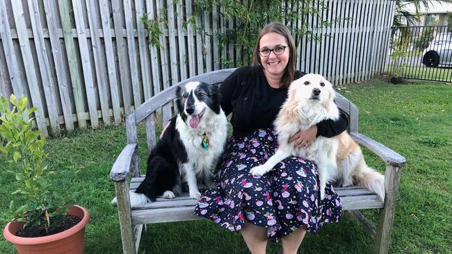 Kerryn has signed up to take part in the RSPCA's Million Paws Walk for 2020. She is pictured here with Patch and Phoenix.