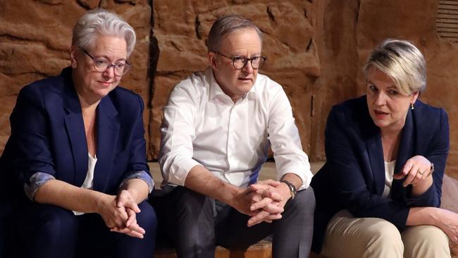 Prime Minister Anthony Albanese is pictured with Environment Minister Tanya Plibersek, right, and NSW Environment Minister Penny Sharpe. Picture: Nicholas Eagar/NewsWire