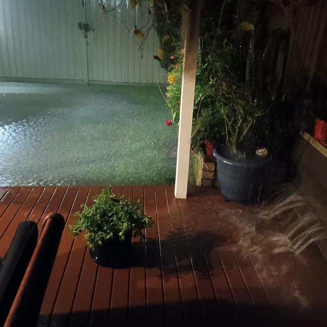 A backyard at Pimpama was flooded in two hours. Picture: Edwin Smeulders via FB