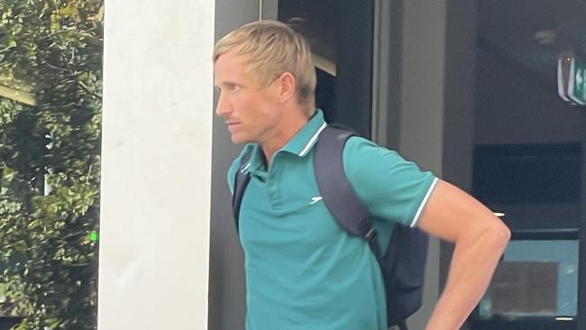 Daniel Anthony Gooley, 33, of Watanobbi, leaving Wyong Local Court where he has pleaded guilty to exposing himself in public twice in one day. Picture: NewsLocal