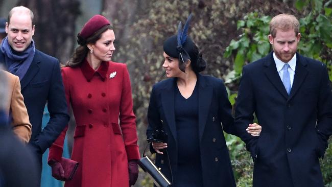 Kate Middleton reportedly thought there was a way for Prince Harry and Meghan Markle to “return to the fold”. Picture: AFP