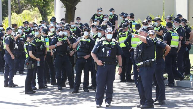 Victoria Police is “overwhelmed” with the level of threatening language. Picture: David Crosling