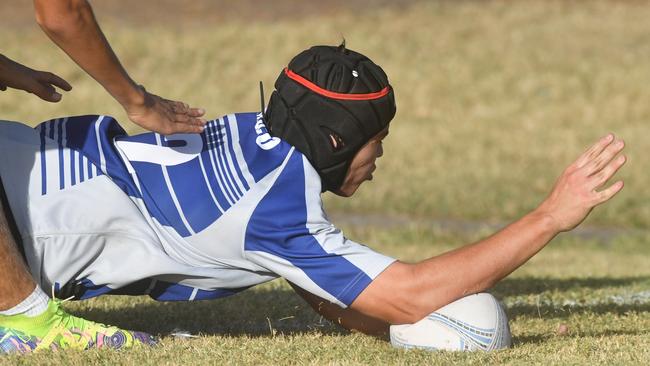 Cowboys Cup Schoolboys Football at Kern Brothers Drive. Townsville High against Pimlico High. Picture: Evan Morgan