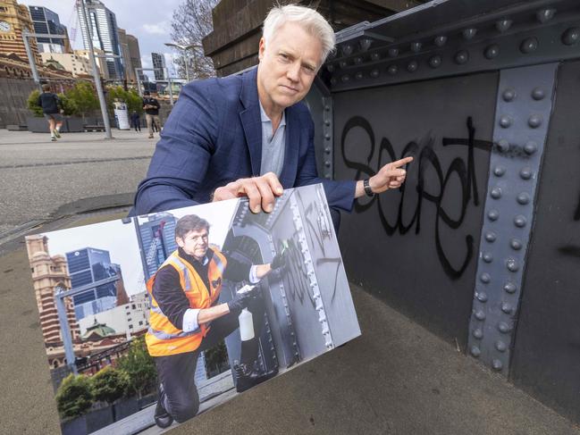 Arron Wood poses up on the Sandridge Bridge. Picture: Wayne Taylor