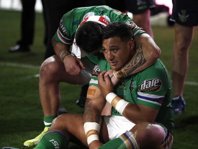 SYDNEY, AUSTRALIA - OCTOBER 06: Josh Papalii of the Raiders looks dejected after the 2019 NRL Grand Final match between the Canberra Raiders and the Sydney Roosters at ANZ Stadium on October 06, 2019 in Sydney, Australia. (Photo by Ryan Pierse/Getty Images)