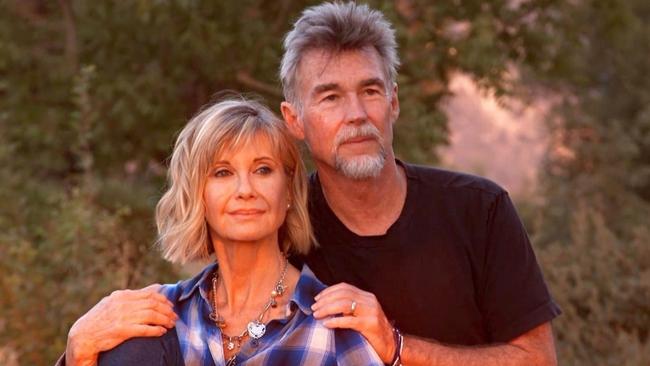 Olivia Newton-John with her husband John Easterling at their Santa Barbara ranch.