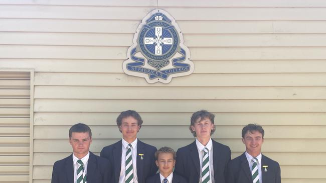 St Patrick's boys Division 1 crew: Lachie Belleville, Henry Reinehr, Charlie Geddes, Oscar Farrington, James Clark. Picture: Shane Jones.