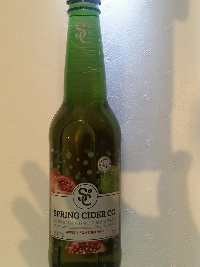 Spring Cider Co. Apple and Pomegranate Cider.