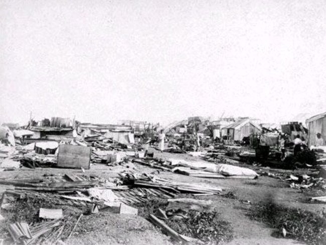 Darwin's Chinatown after the 1897 cyclone. Carpenters were brought from Hong Kong to help rebuild Darwin after the cyclone. Picture: Chung Wah Society