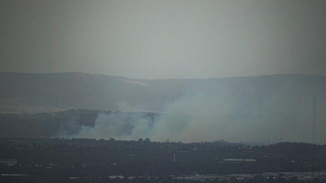 Bundoora bushfire shot from Eureka. Hot weather and strong winds In Melbourne. Picture: Jason Edwards