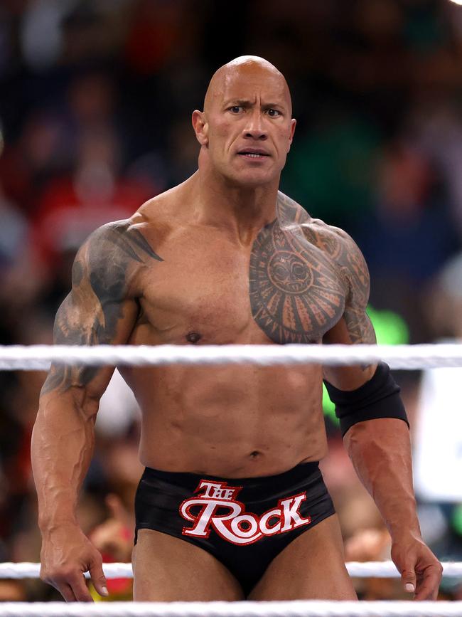 The Rock was fired up. (Photo by Tim Nwachukwu/Getty Images)