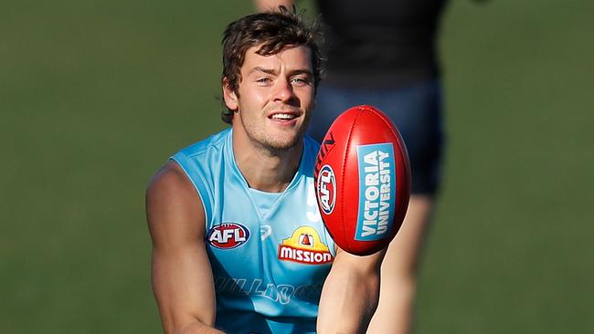 Bulldogs midfielder Josh Dunkley trains at Whitten Oval. Picture: Michael Willson/AFL Photos