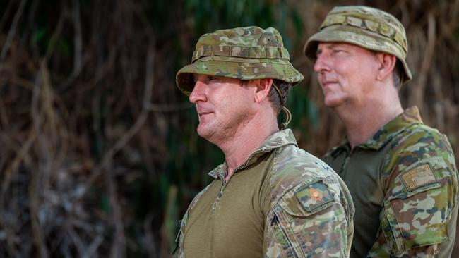 Australian Defence Force Warrant Officer Kyle Johnson Forrest and Warrant Corporal Russell was part of the detonation team that responded to a 50kg WWII-era Japanese bomb discovered at the Stokes Hill Wharf at the Darwin Waterfront. Picture: Pema Tamang Pakhrin