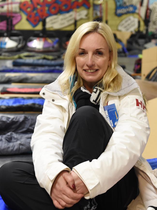 Christine Holgate taking part in the annual Vinnies CEO Sleepout in 2015. Picture: AAP /Dan Himbrechts