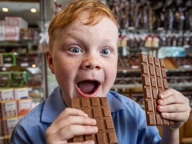 The price rise is set to affect chocolate fans including six-year-old Wilbur. Picture: Jake Nowakowski