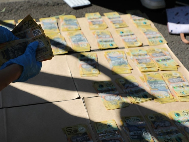 Cash uncovered during the search. Picture: NSW Police