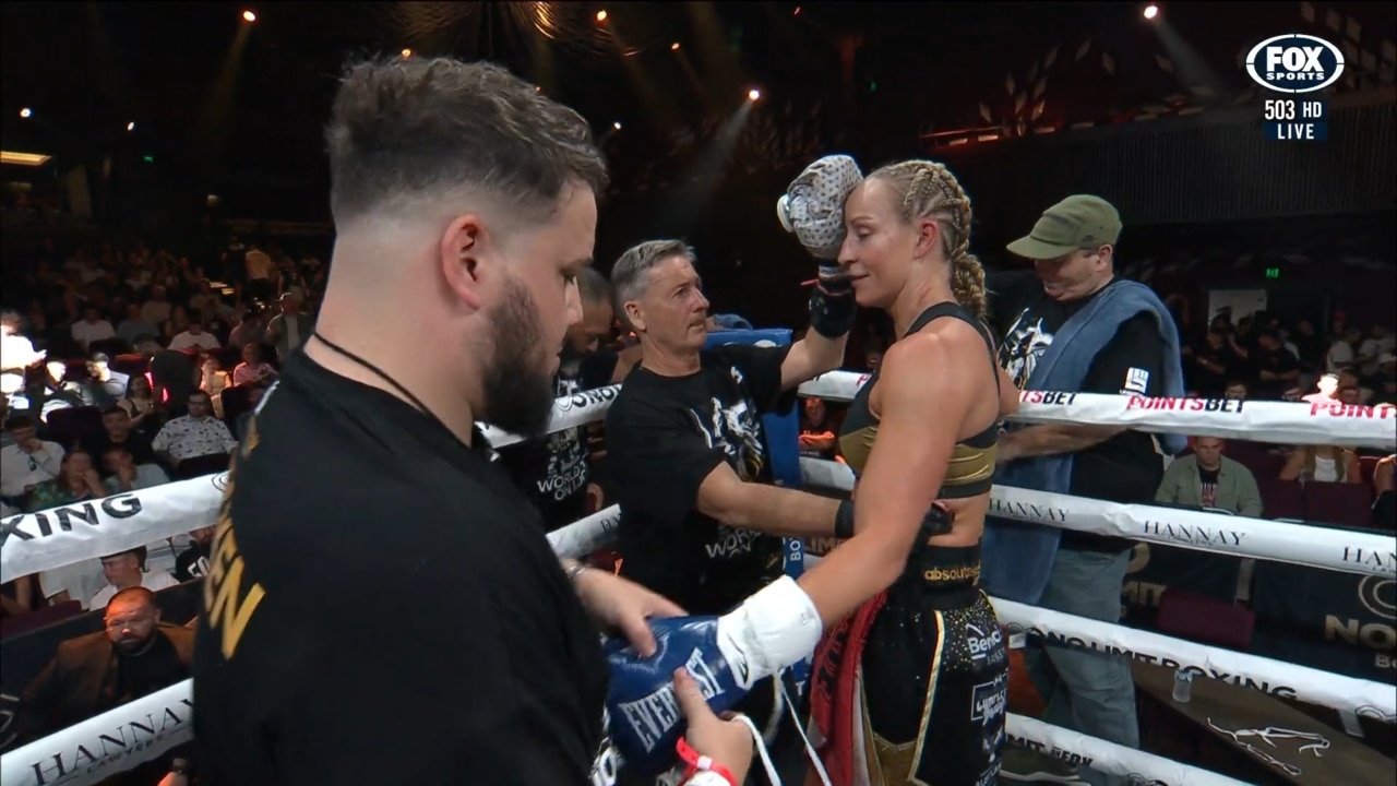 Scott getting treatment after the fight. Photo: Fox Sports