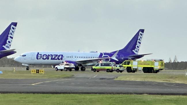 Emergency services at Sunshine Coast Airport. Photo: Sam Turner