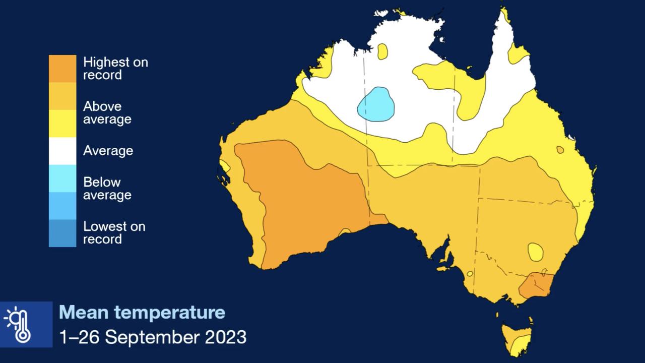 Many places were also hotter than usual. Picture: BOM.