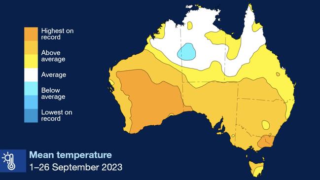 Many places were also hotter than usual. Picture: BOM.