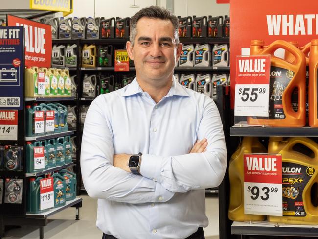 Super Retail Group CEO Anthony Heraghty in Supercheap Auto in Everton Park Brisbane. Picture by Paul Harris. Wednesday 16 February 2024