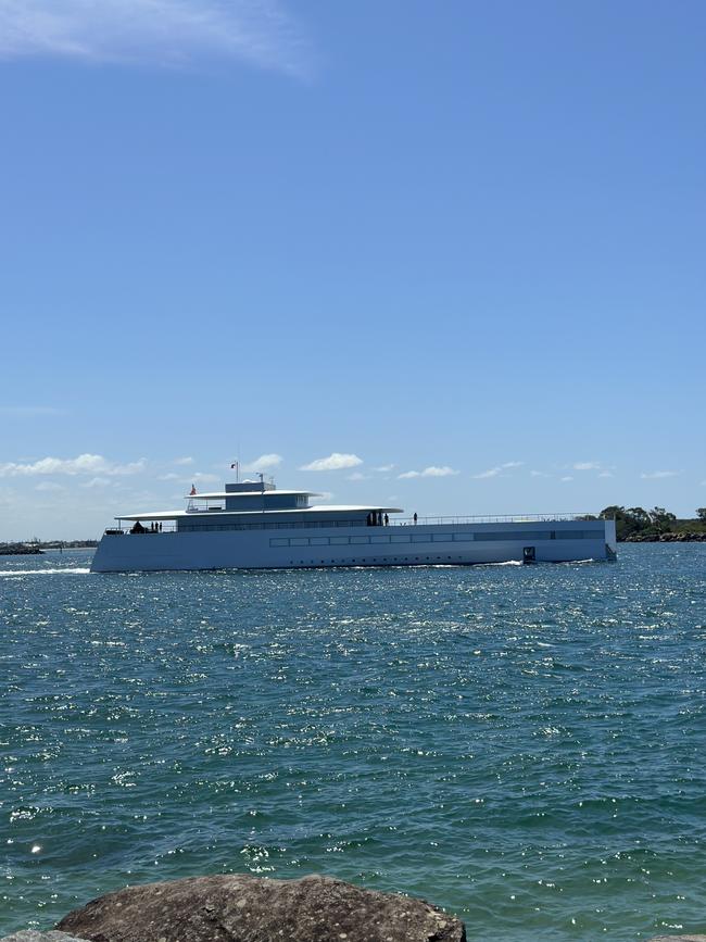 Late Apple founder Steve Jobs’ $120 million superyacht leaving The Spit. Picture: Mohammad Alfares.