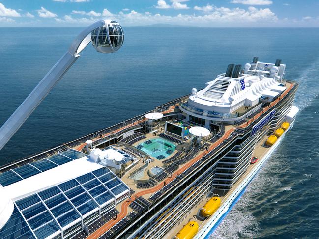 ESCAPE - TRAVEL - Family cruise package on Ovation of the Seas - biggest ship to ever sail to Australia - pres ESCAPE - Travel - Royal Caribbean International cruise ship Ovation of the Seas, showing North Star observation capsule. Pic supplied.