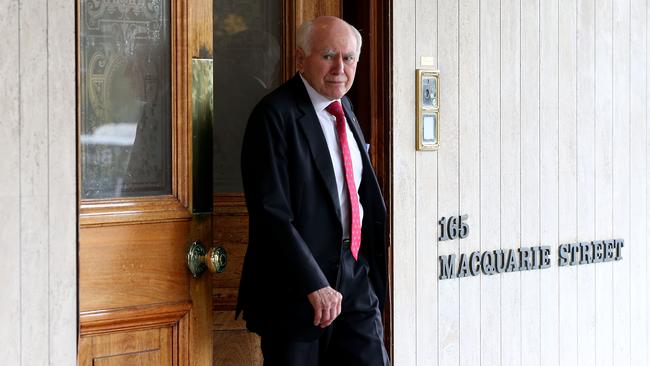 Former prime minister John Howard leaving The Australian Club, the country's most prestigious men’s club. Picture: Jane Dempster