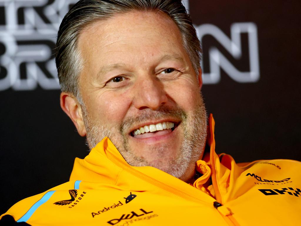 Zak Brown could sport a colourful hairstyle to mark Piastri’s maiden Grand Prix win. Picture: Bryn Lennon/Getty Images