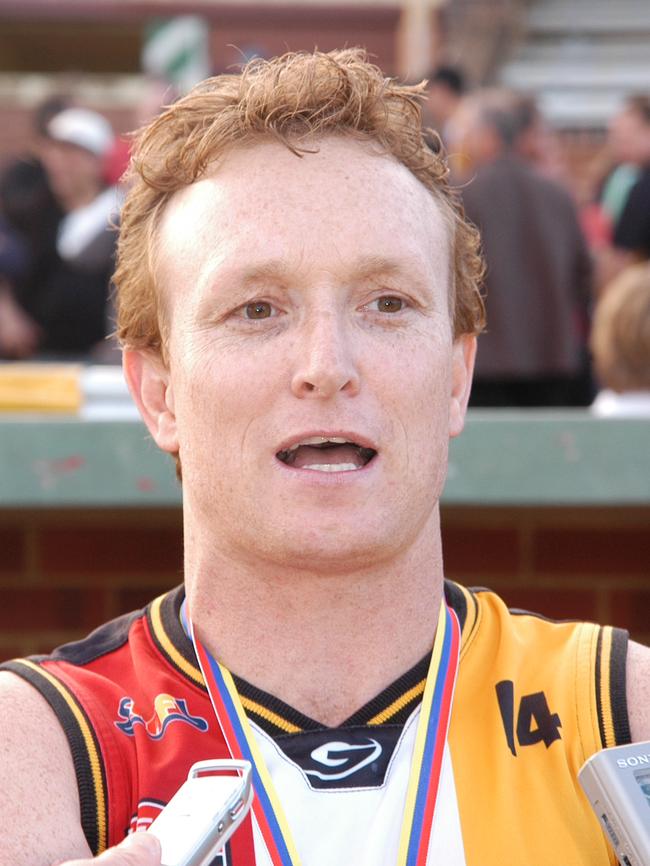 Trent Mills after the 2008 premiership. Picture: Chris Walls.