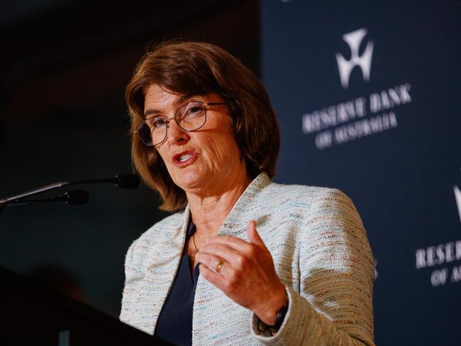 SYDNEY, AUSTRALIA - NewsWire Photos NOVEMBER 5, 2024: RBA Governor, Michele Bullock during a press conference following the announcement that interest rates would stay on hold. Picture: NewsWire / Nikki Short