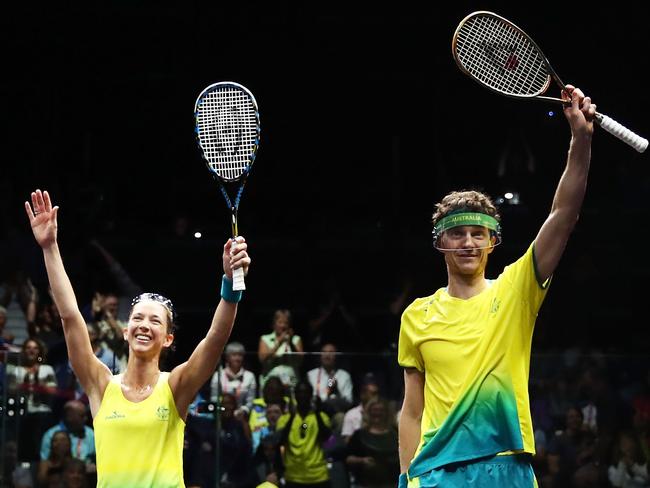 Donna Urquhart and Cameron Pilley celebrate victory. Picture: Getty Images