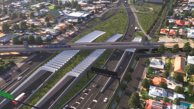 Artist impression of elevated motorways and the tunnels on the Torrens-to-Darlington section the North-South Corridor. Picture: Supplied