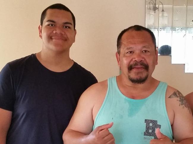 Jordan Fineanganofo, 21, (left) with his father Toketa Fineanganofo Picture: Facebook