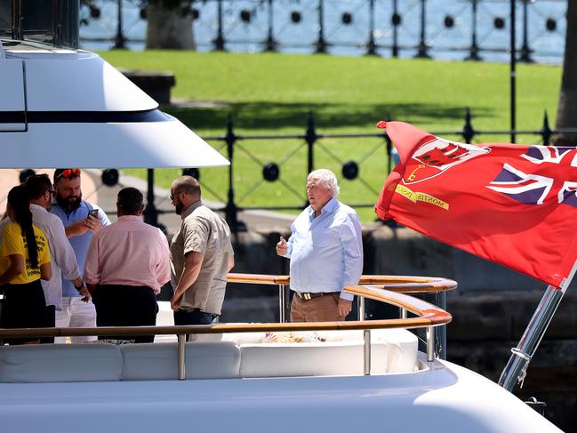 Mr Palmer appeared to be entertaining people on his yacht. Picture: NCA NewsWire/Dylan Coker