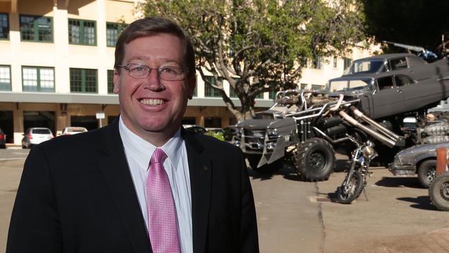 MAD MAX: FURY ROAD Vehicles --- Exclusive First-Look NSW Deputy Premier Troy Grant (Minister for the Arts, Art director Richard Hobbs with a number of other production crew.