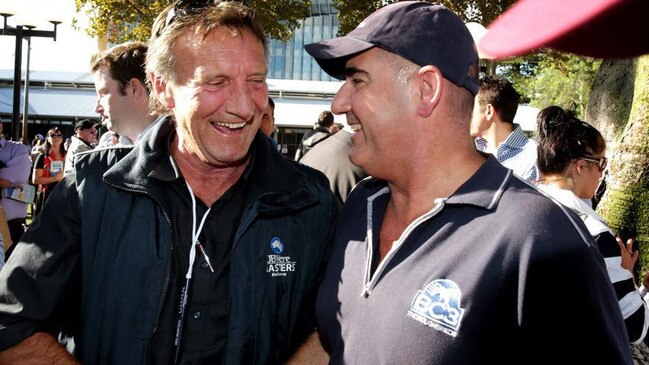 Bill Vlahos with breeder Rick Jamieson after buying Black Caviar’s half-brother for $5 million.