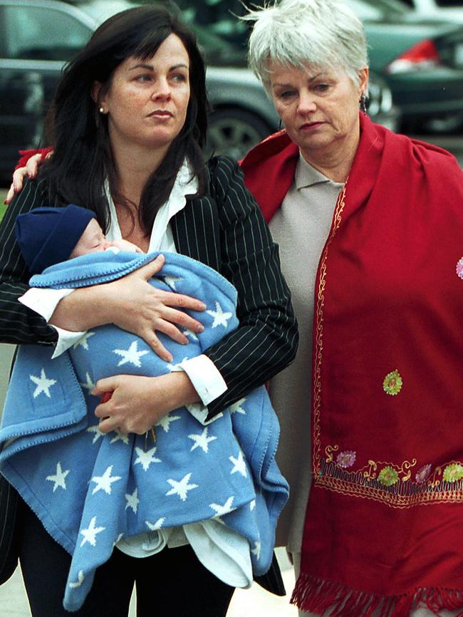 Eloise Worledge’s sister Anna and mother Patsy arriving at the Coroner’s Court for the 2003 inquest.